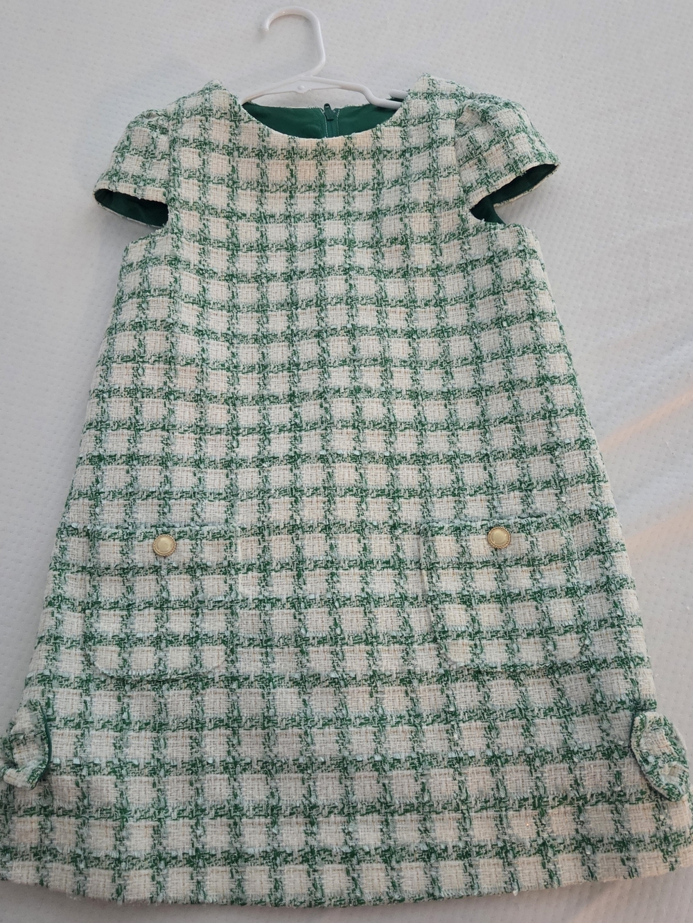 Lilly Pulitzer Green and White Tweed Shift with Gold Threading